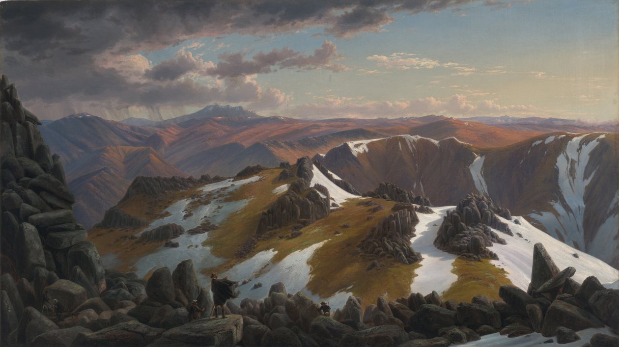 Nordøstutsikt fra den nordlige toppen av Kosciusko-fjellet, 1863 av Eugene von Guérard
