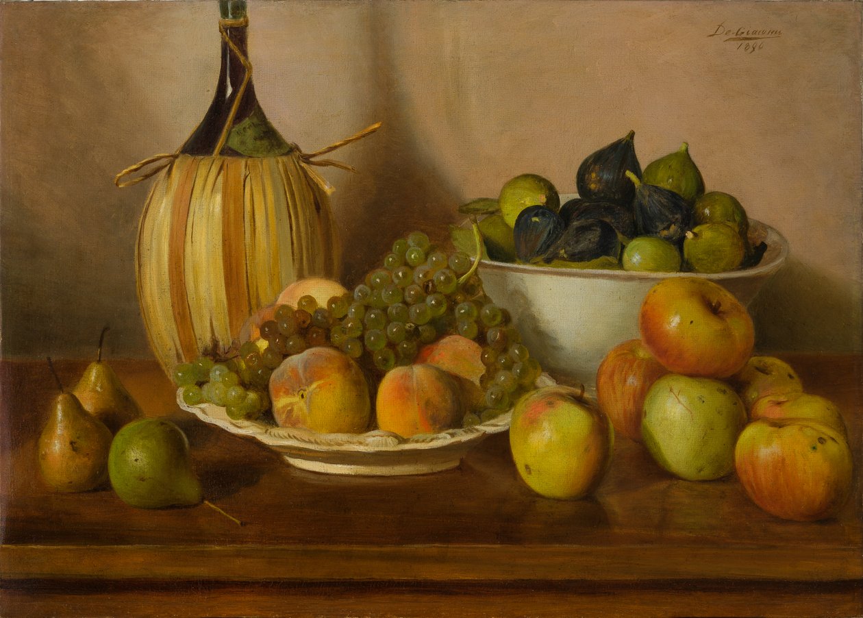 Stilleben med frukt (oljemaleri på lerret) av Eugenio De Giacomi