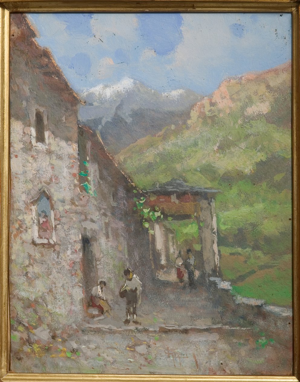 Alpine Village (olje og tempera på papp) av Eugenio Gignous