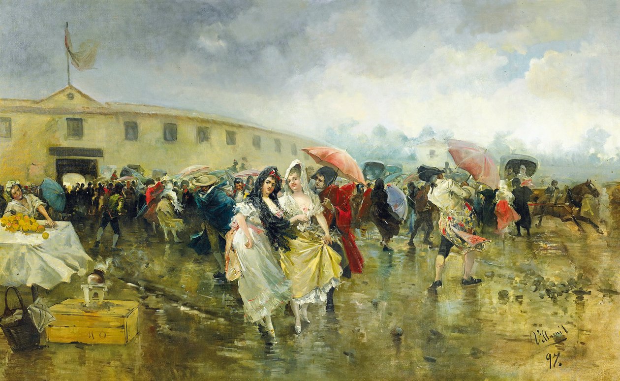Utenfor tyrefekterarenaen, Madrid, 1897 av Eugenio Lucas Villamil