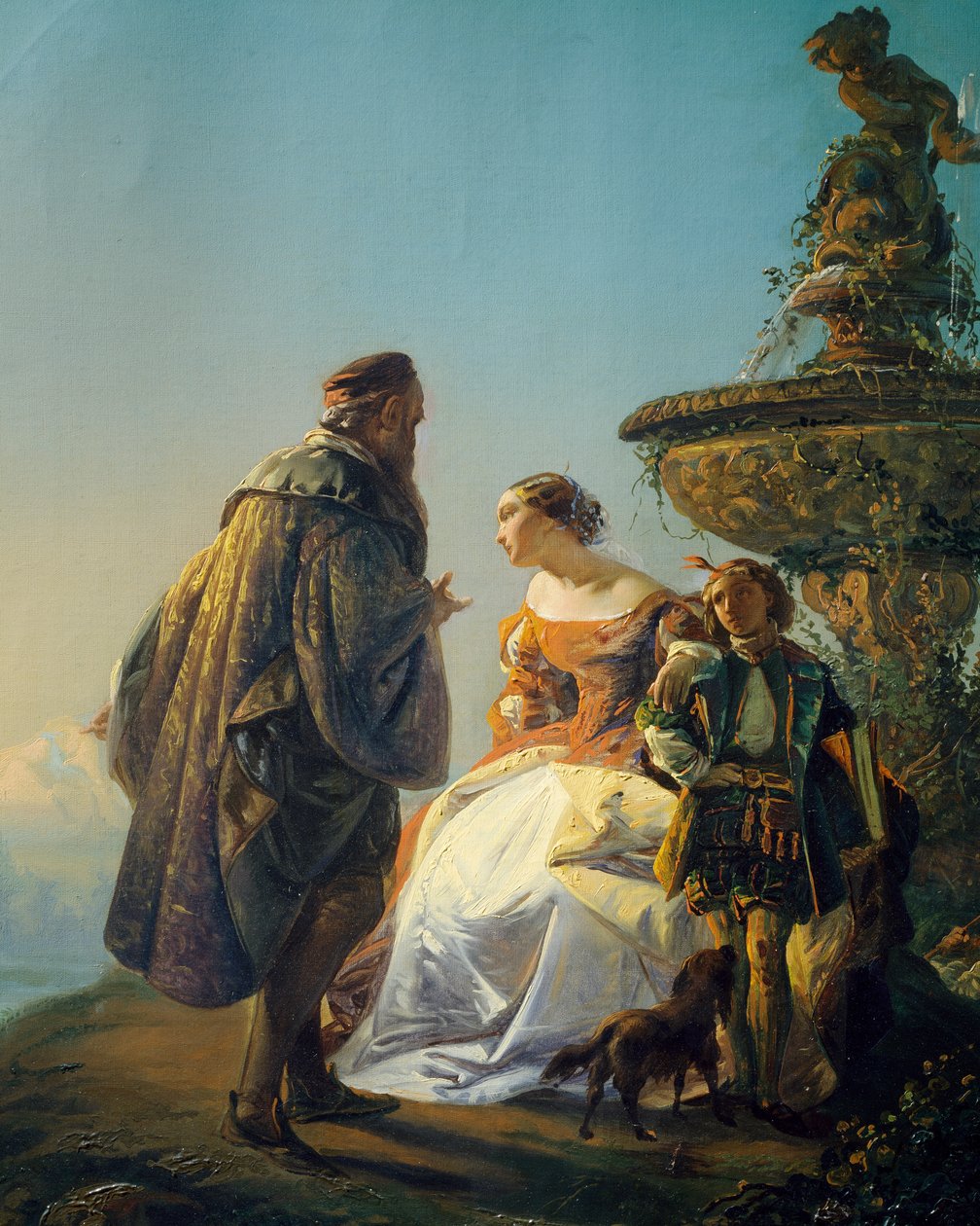 Portrett av Titian og Irene da Spilimbergo, av Eugenio Moretti Larese (1822-1874) av Eugenio Moretti Larese