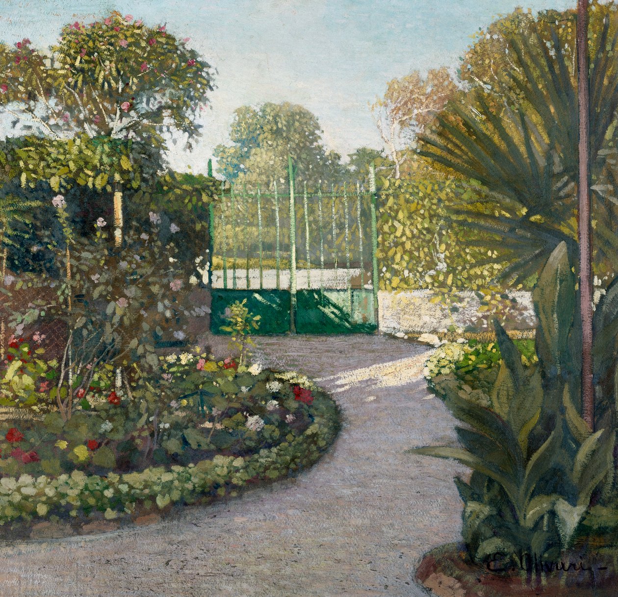 Hage, maleri av Eugenio Olivari (1882-1917), olje på papp, 69x72 cm av Eugenio Olivari