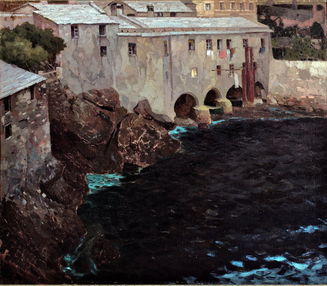 Buene til klosteret San Fruttuoso, ca. 1909 av Eugenio Olivari