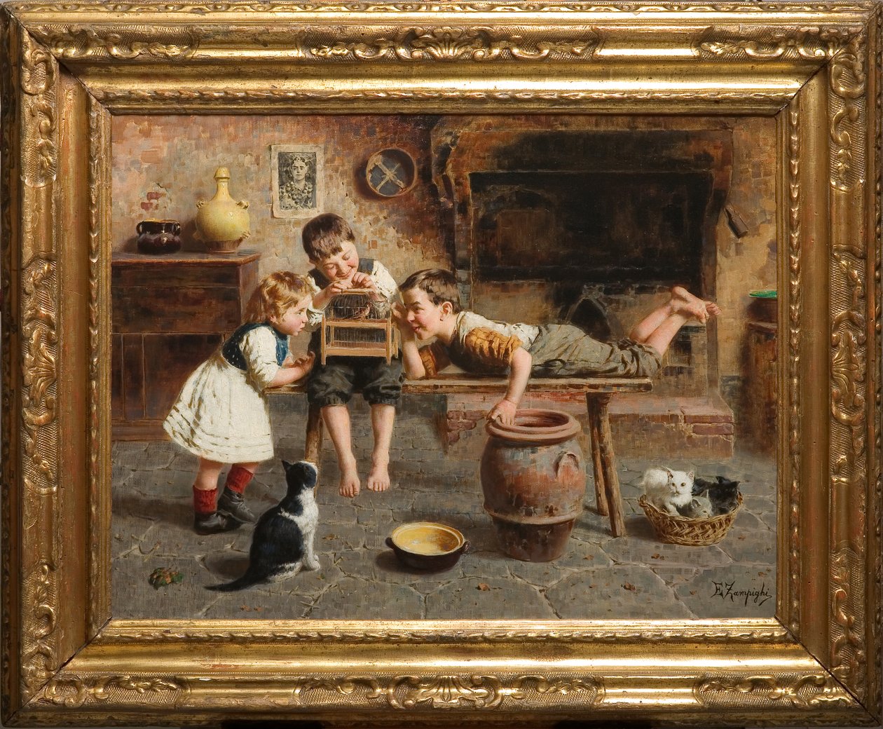 Barnespill (olje på lerret) av Eugenio Zampighi