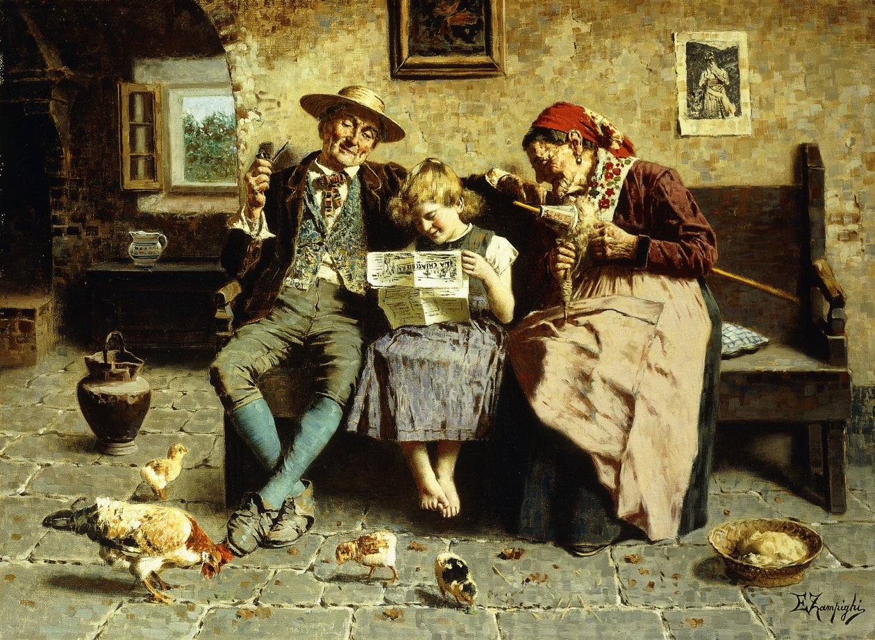Leser nyhetene av Eugenio Zampighi