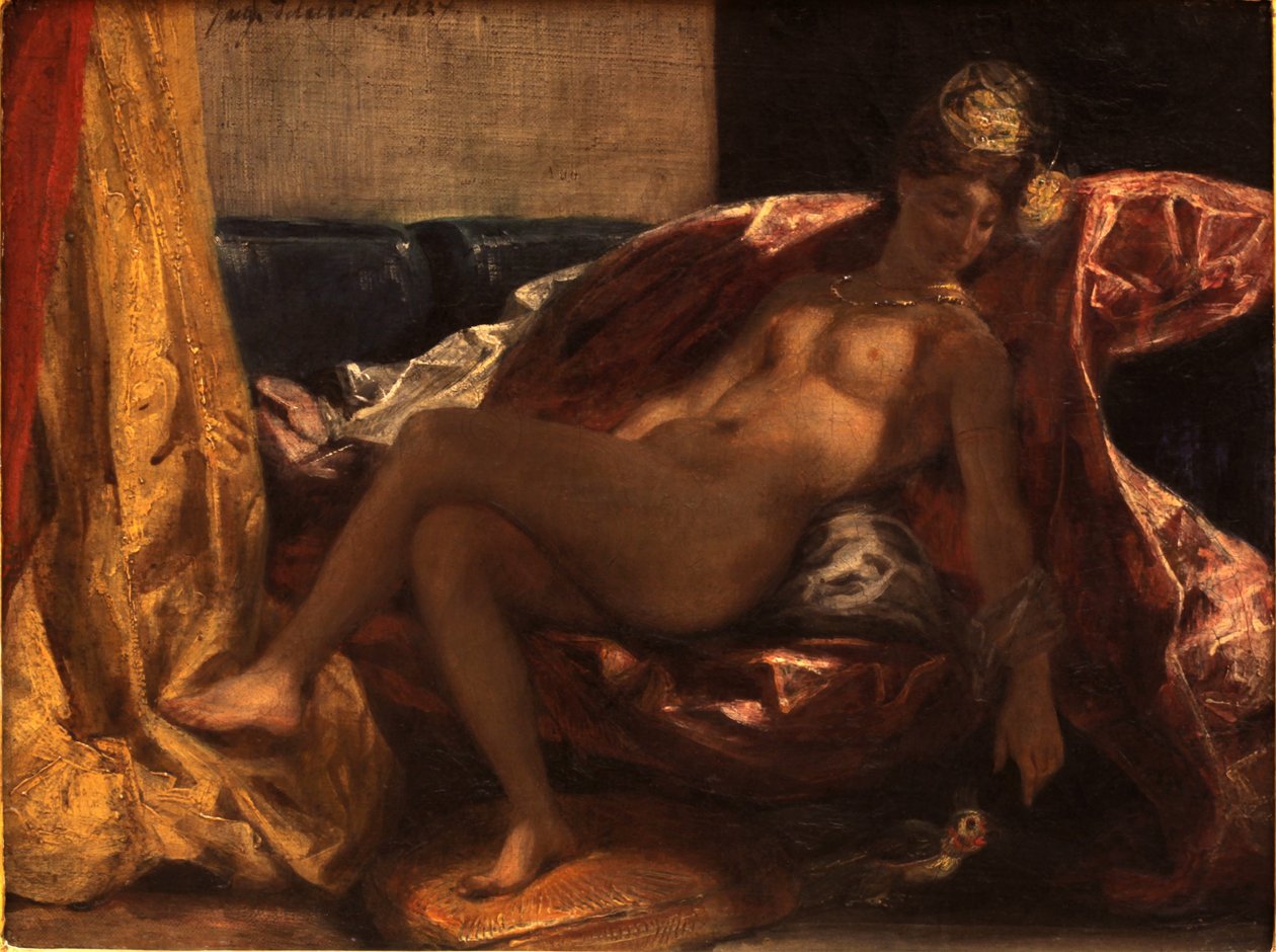 Kvinne med en papegøye av Ferdinand Victor Eugene Delacroix