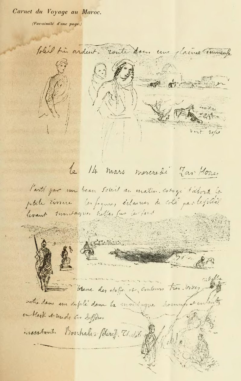 side fra Delacroix dagbok av Ferdinand Victor Eugene Delacroix
