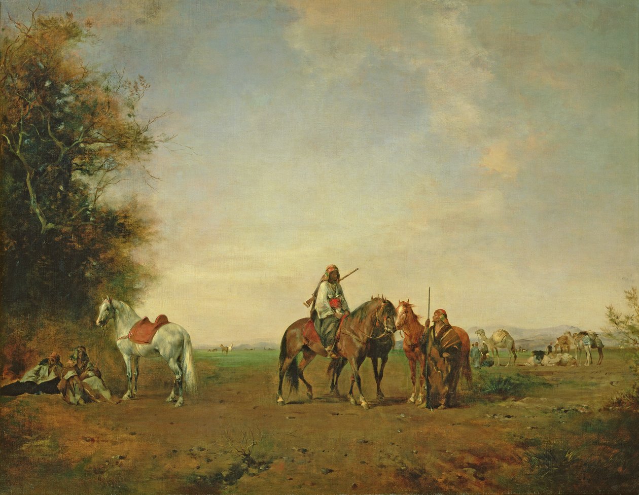 Hvilested for de arabiske ryttere på sletten, 1870 av Eugène Fromentin