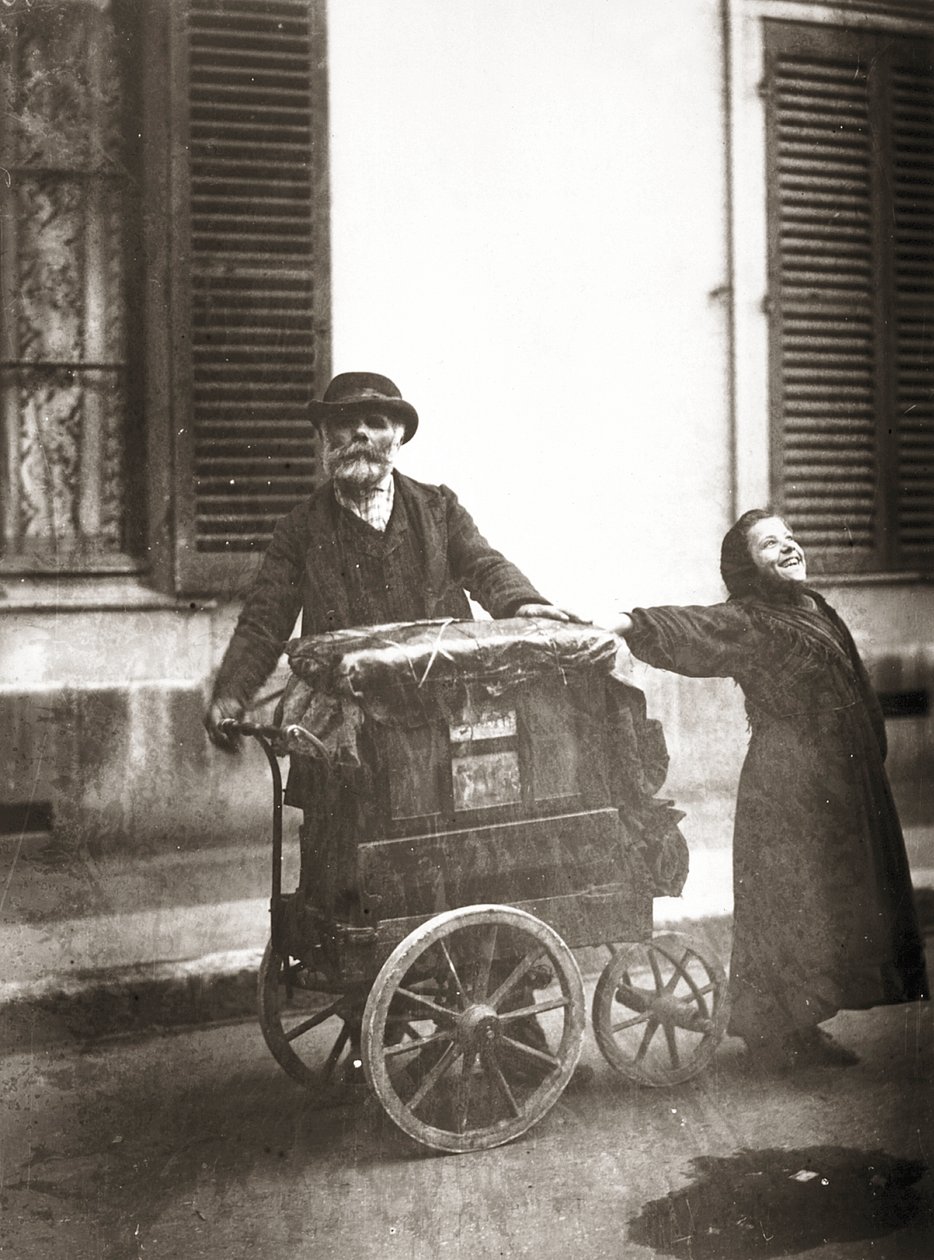 Orgelspiller, ca. 1898-99 (gelatinsølvtrykk) av Eugène Atget
