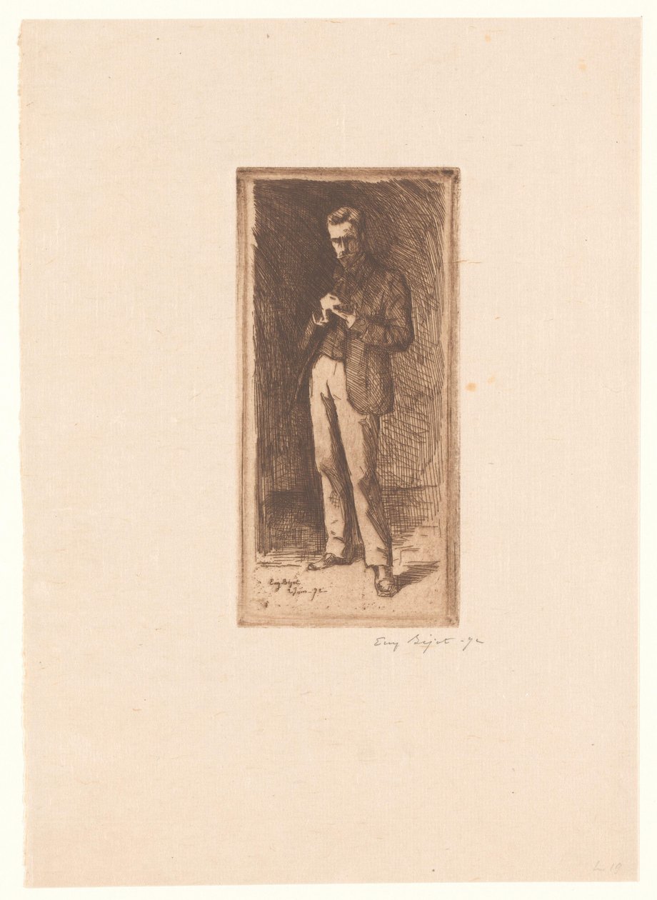 Selvportrett av Eugène Bejot (signed by artist)