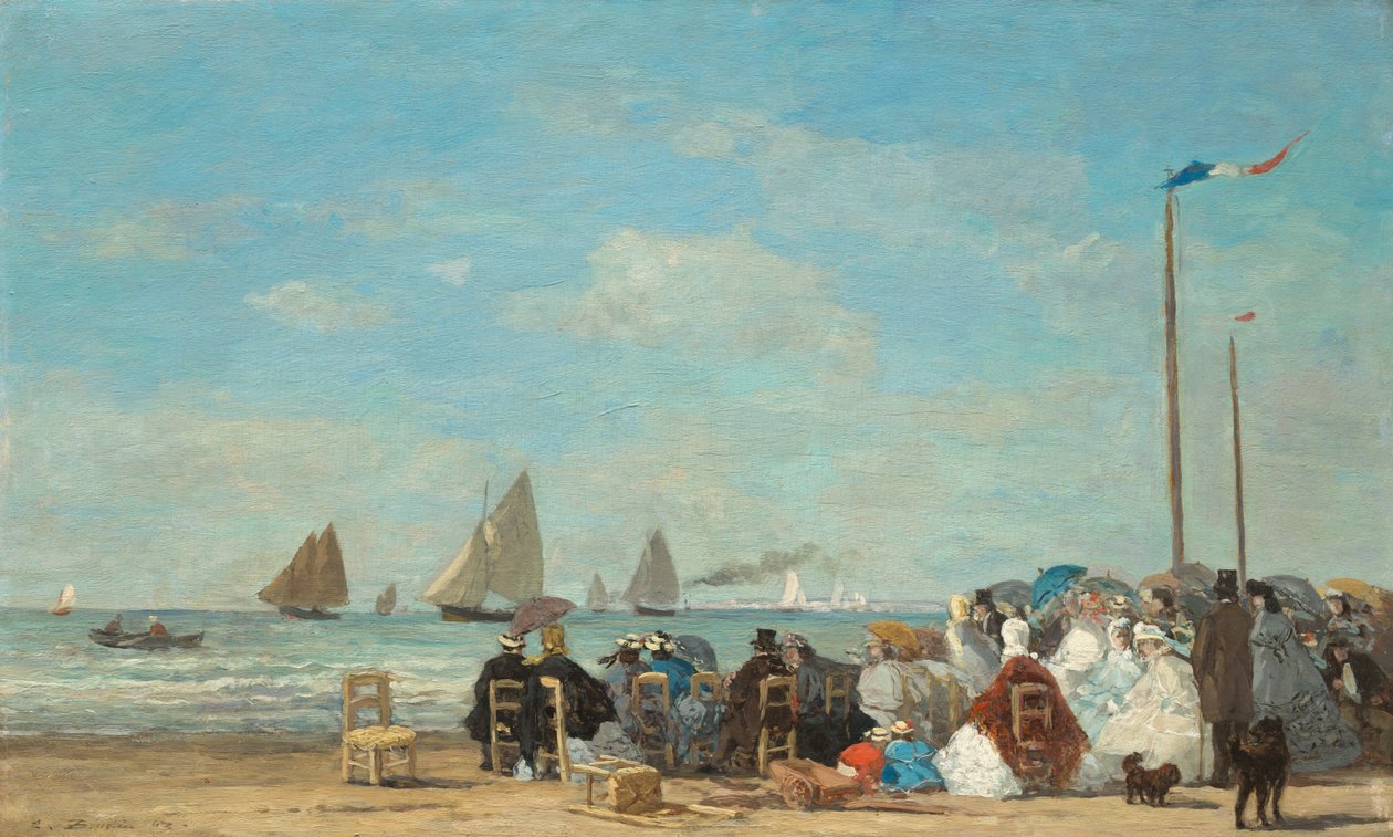 Strandscene ved Trouville av Eugène Boudin