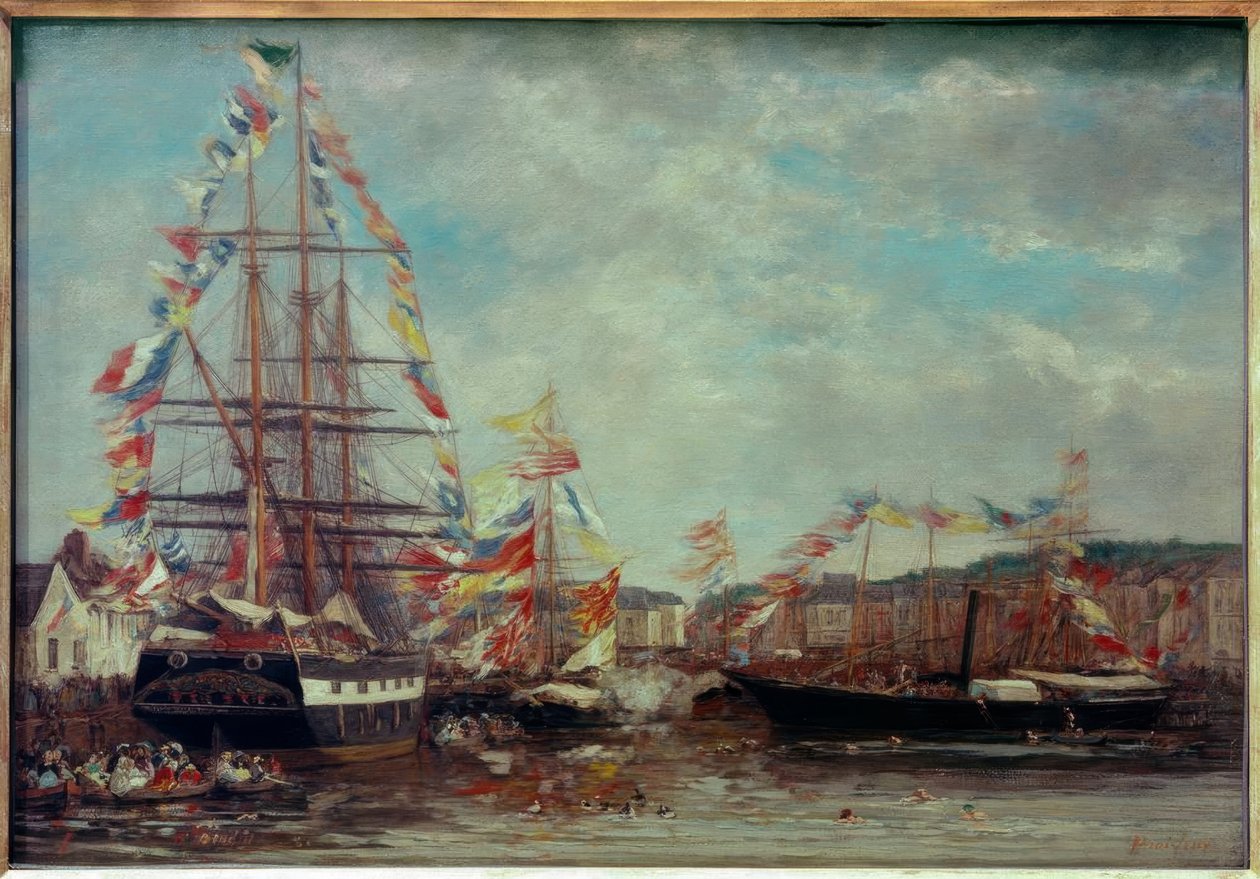 Festival i havnen i Honfleur av Eugene Louis Boudin