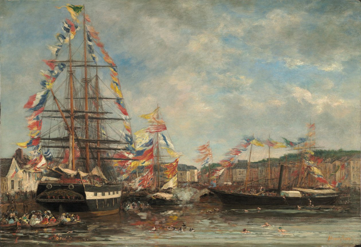 Festival i havnen i Honfleur av Eugène Boudin