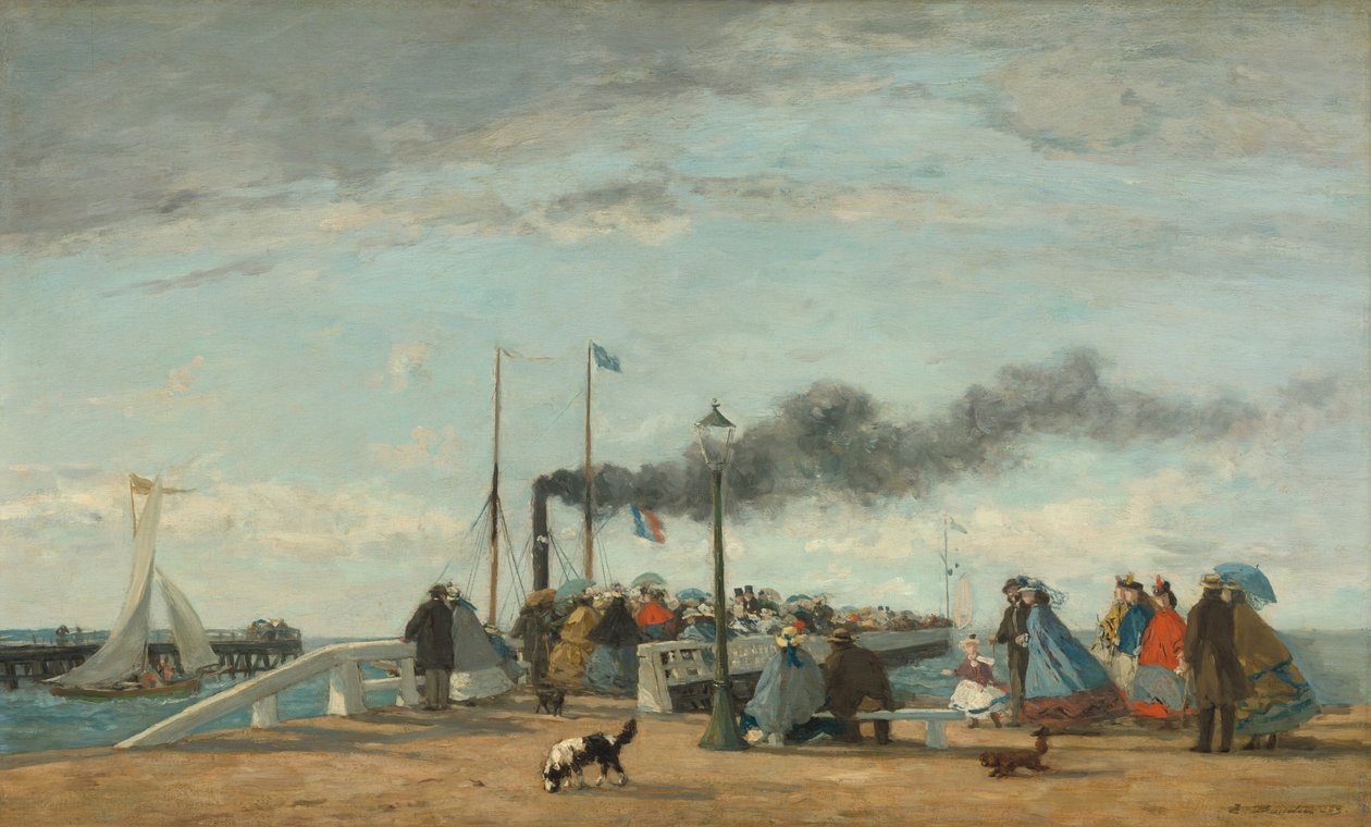 Kai og brygge ved Trouville av Eugène Boudin