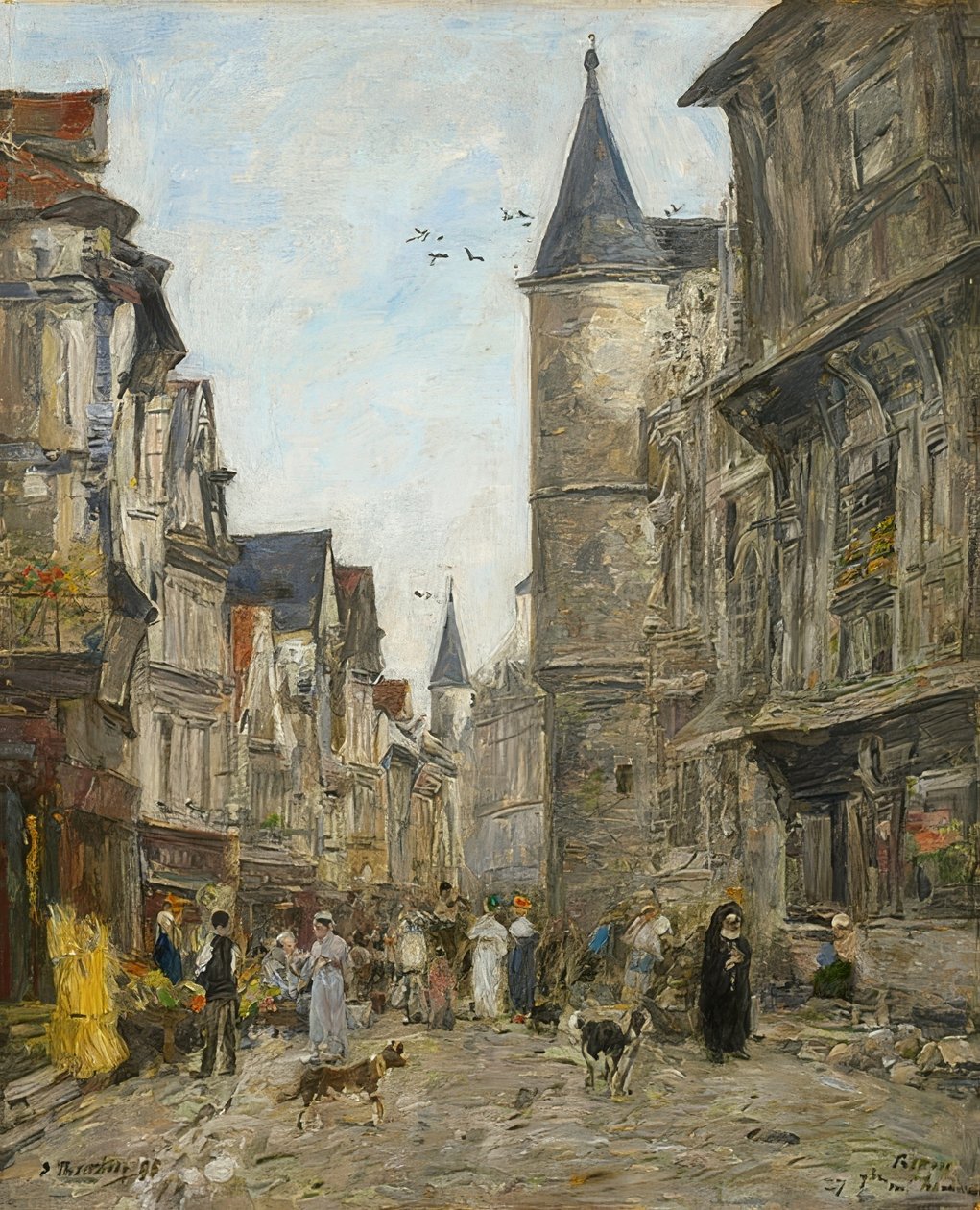 Rue Saint-Romain, Rouen. 1895 av Eugene Louis Boudin