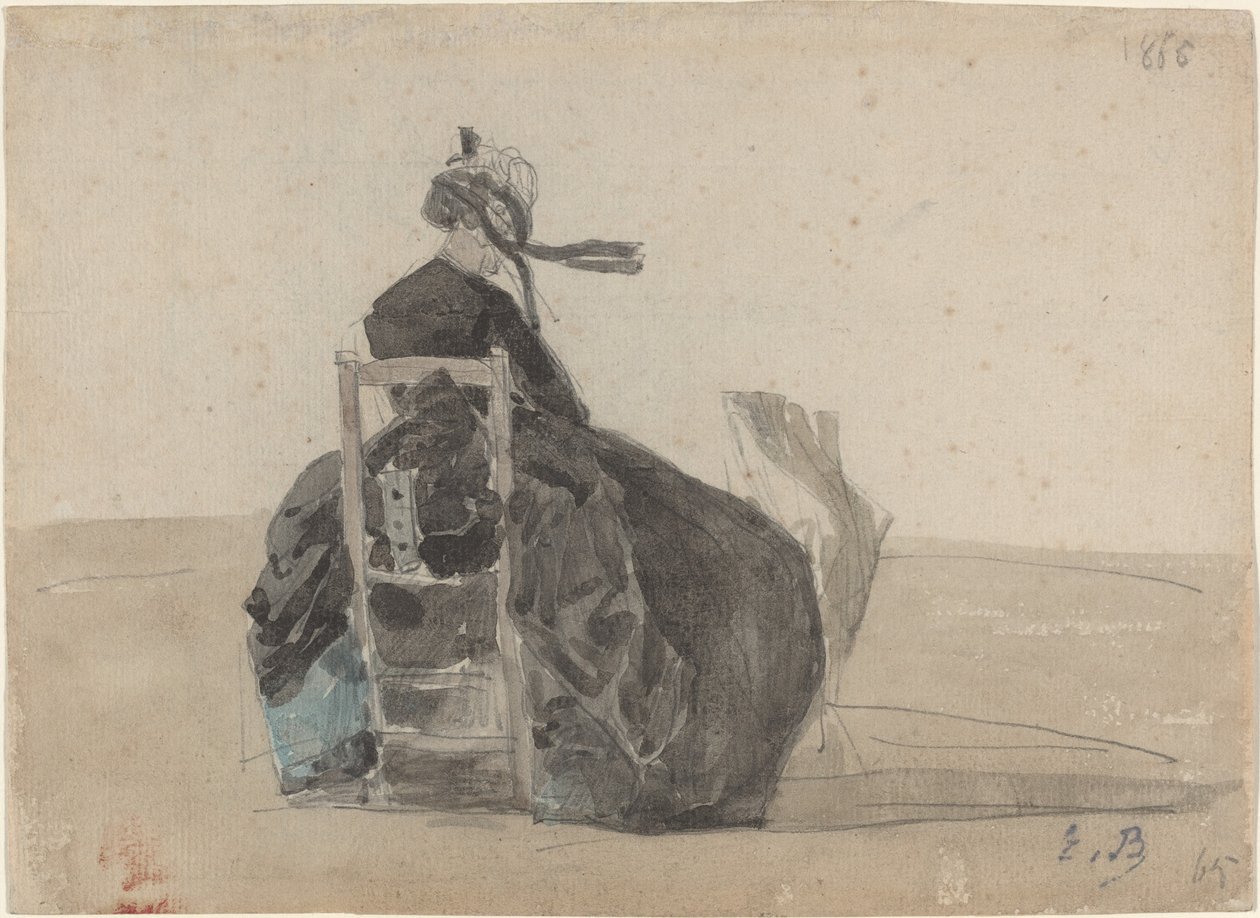 Sittende dame i svart, Trouville av Eugène Boudin