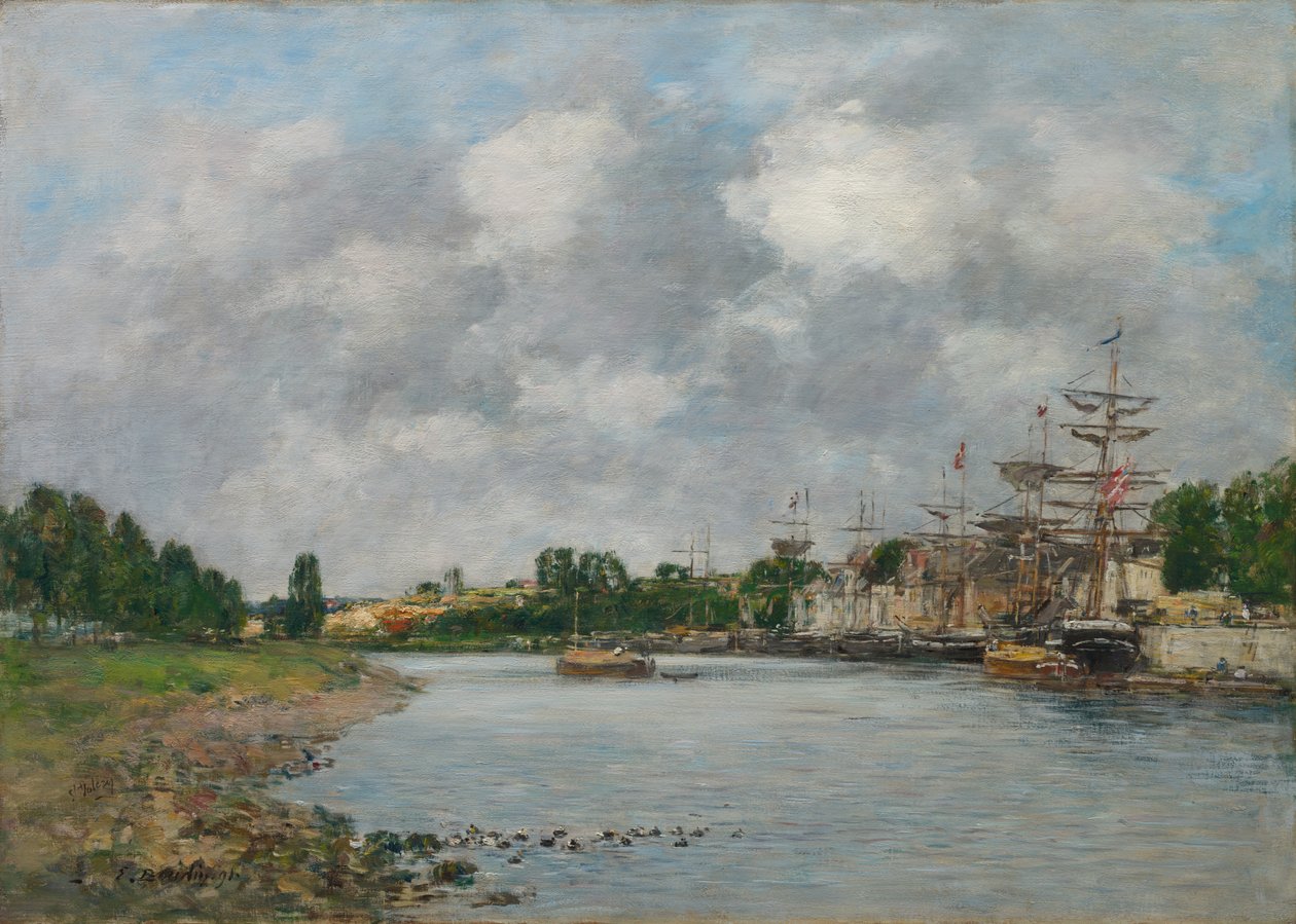 Utsikt over havnen i Saint-Valéry-sur-Somme av Eugène Boudin