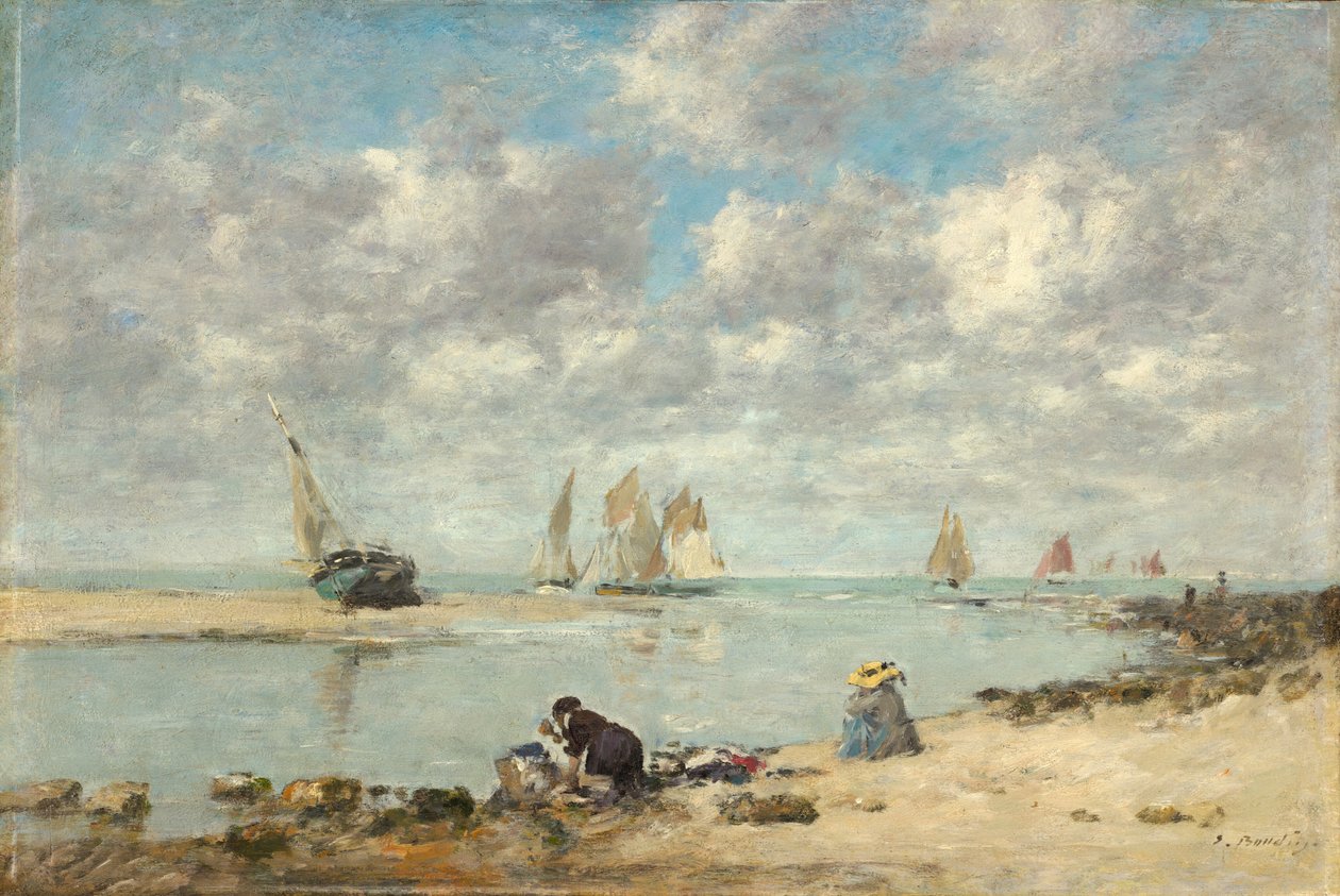 Vaskekvinne nær Trouville av Eugène Boudin