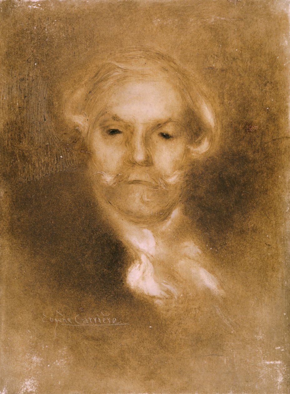 Portrett av Edmond de Goncourt (1822-96) fra Germinie Lacerteux av Edmond og Jules (1830-70) utgitt ca. 1890 (etset, wc på vellum) av Eugène Carrière