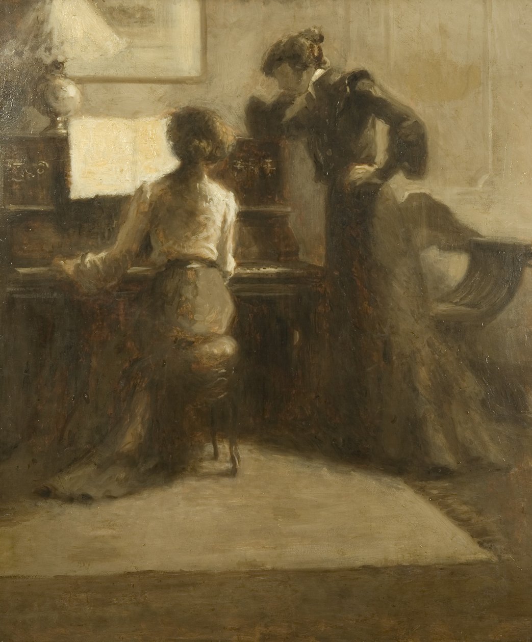 The Pianist, ca. 1900 (olje på papir lagt ned på lerret) av Eugène Carrière