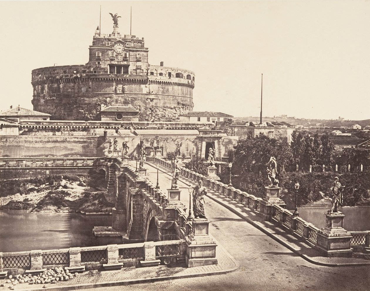Ponte og Castel S. Angelo, 1848-52. av Eugène Constant