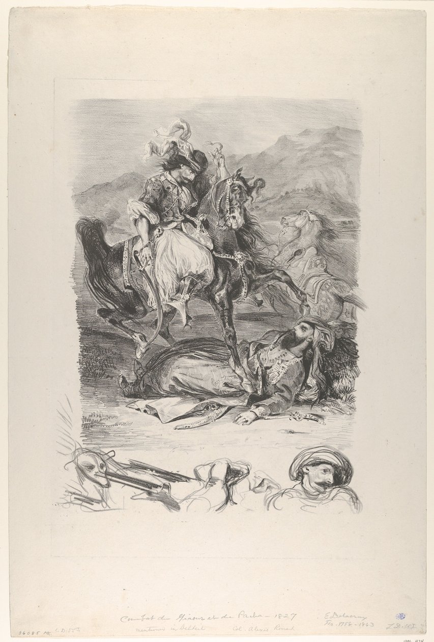 Kamp av Giaour og Pasha, 1827., 1827. av Eugène Delacroix