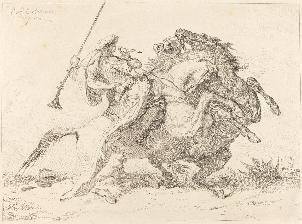 Møte av mauriske ryttere (Rencontre de Cavaliers Maures) av Eugène Delacroix