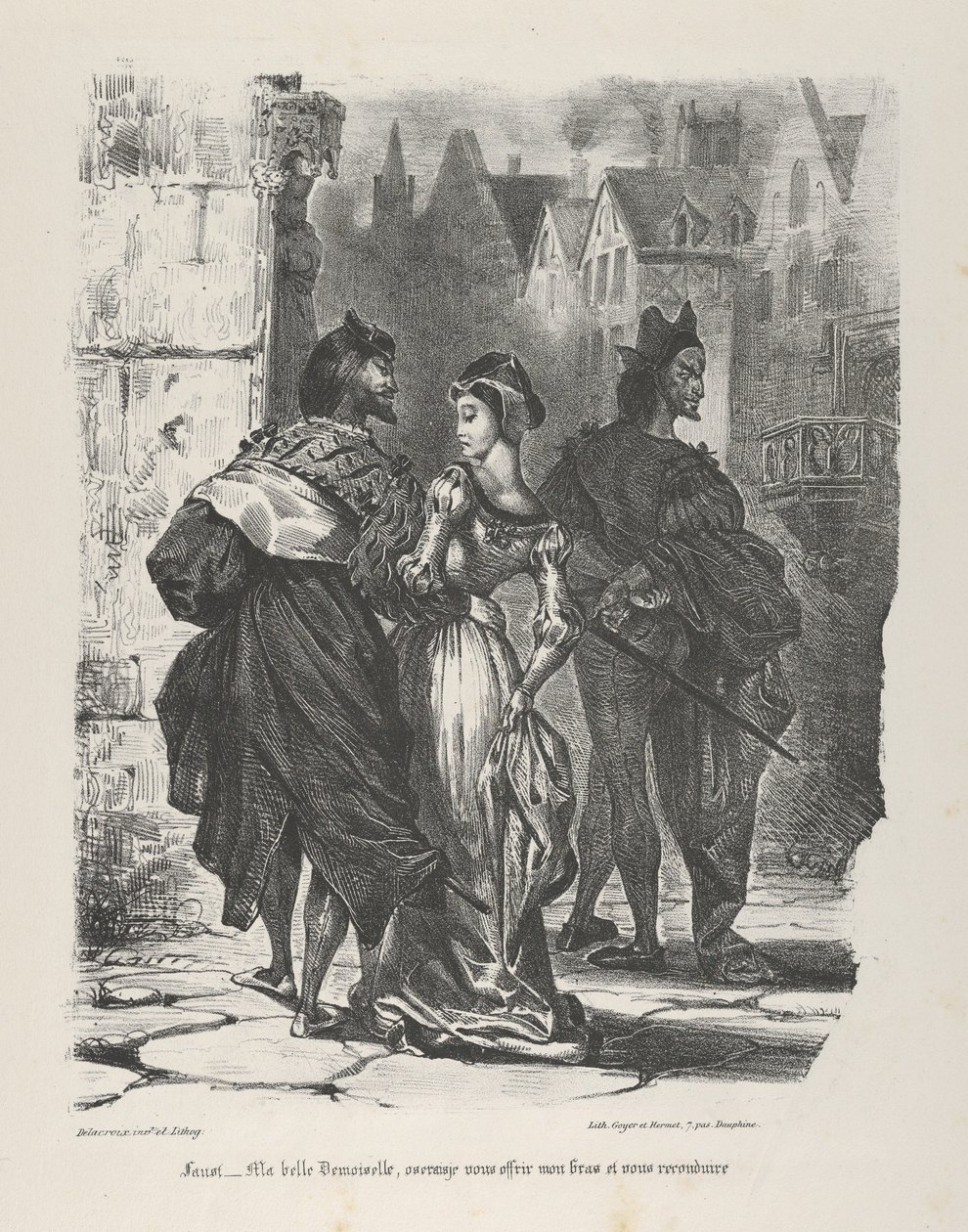 Faust prøver å forføre Marguerite Goethe, Faust, 1825-27., 1825-27. av Eugène Delacroix