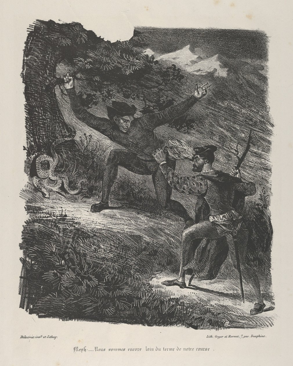 Faust og Mephistopheles i Hartzfjellene Goethe, Faust, 1825-27., 1825-27. av Eugène Delacroix