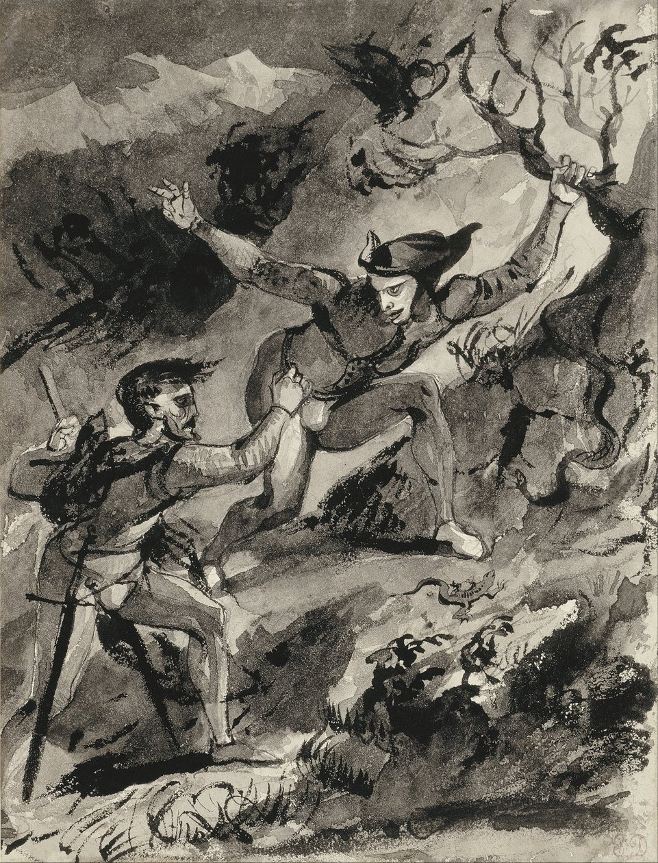 Faust og Mephistopheles på Blocksberg av Ferdinand Victor Eugene Delacroix