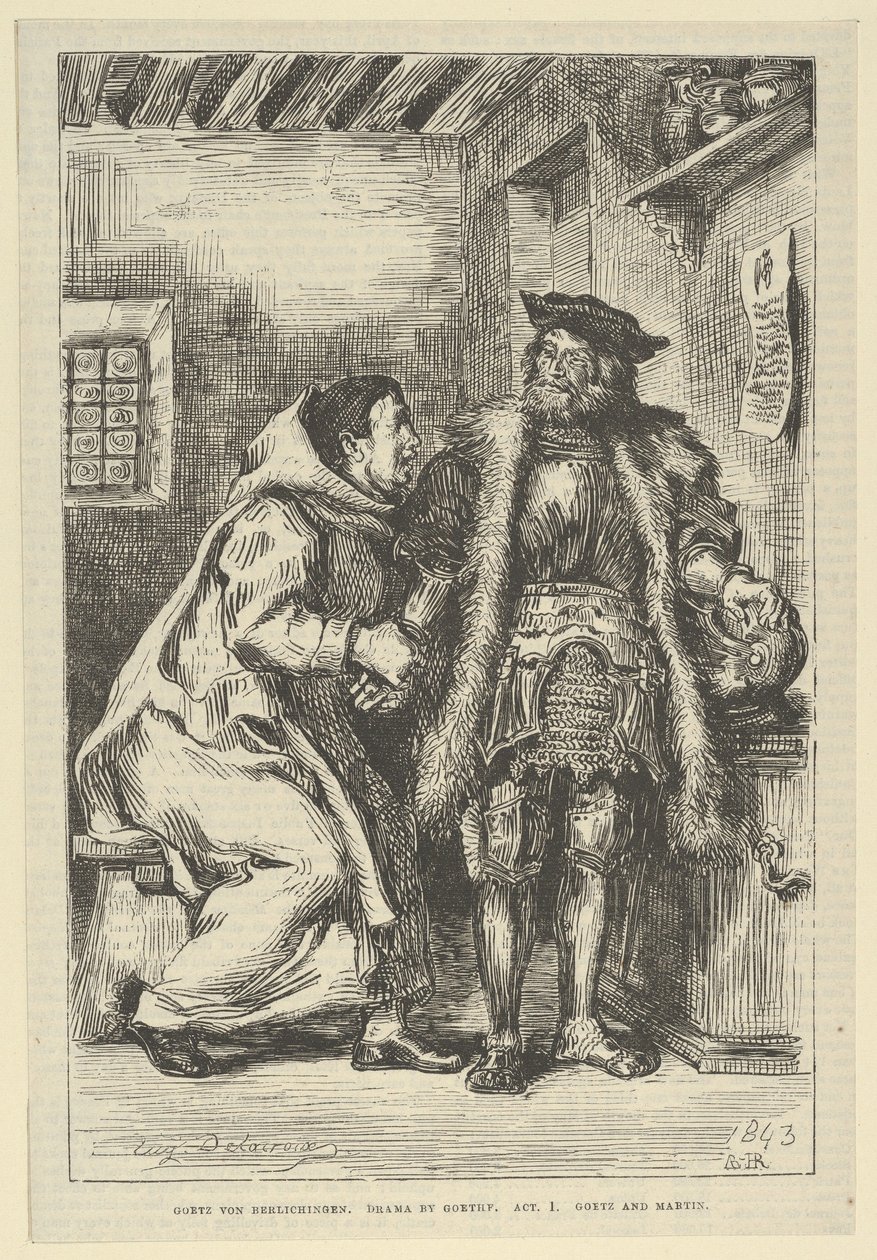 Goetz og Friar Martin, etter 1845., etter 1845. av Eugène Delacroix