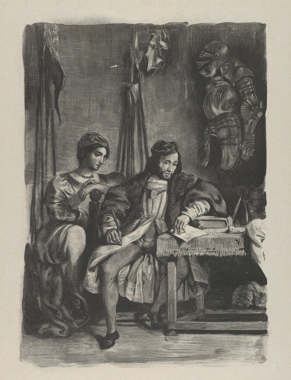 Goetz von Berlichingen skriver sine memoarer, 1836-43., 1836-43. av Eugène Delacroix