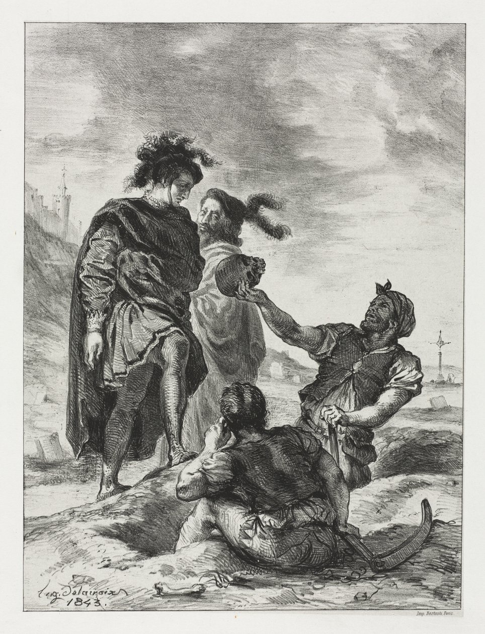 Hamlet: Hamlet og Horatio med gravgraverne av Eugène Delacroix
