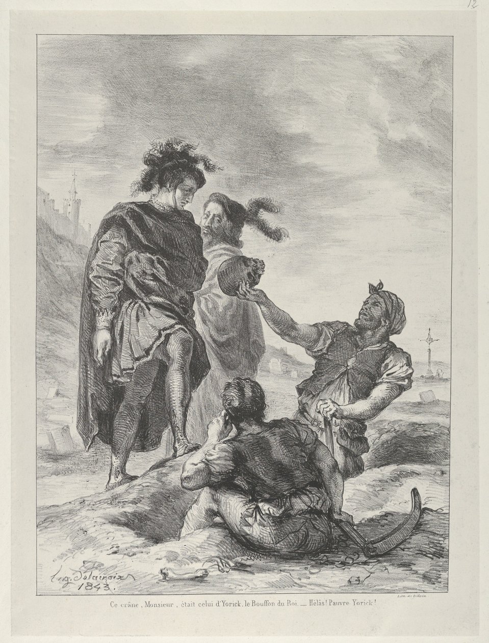 Hamlet og Horatio før Gravediggers, 1843., 1843. av Eugène Delacroix