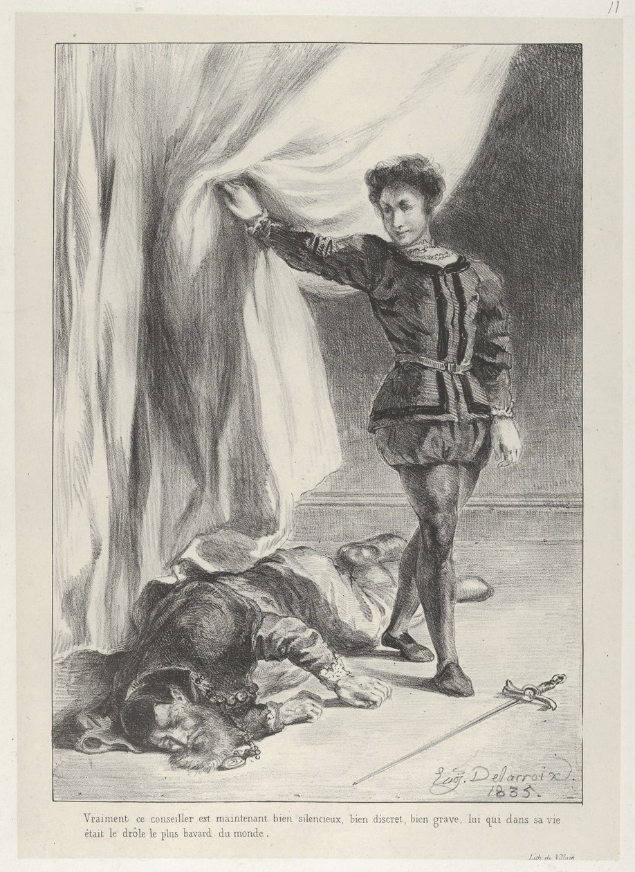 Hamlet og liket av Polonius, 1835., 1835. av Eugène Delacroix