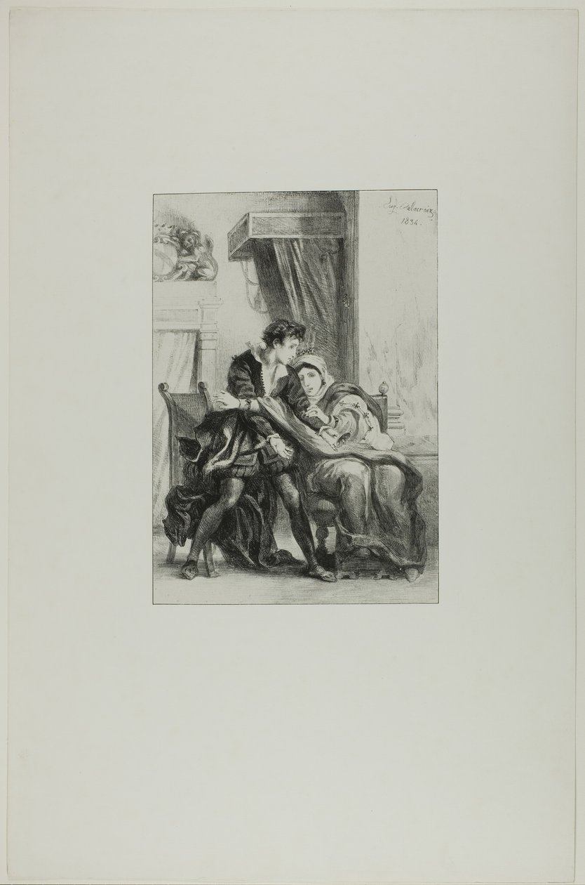 Hamlet og dronningen av Eugène Delacroix
