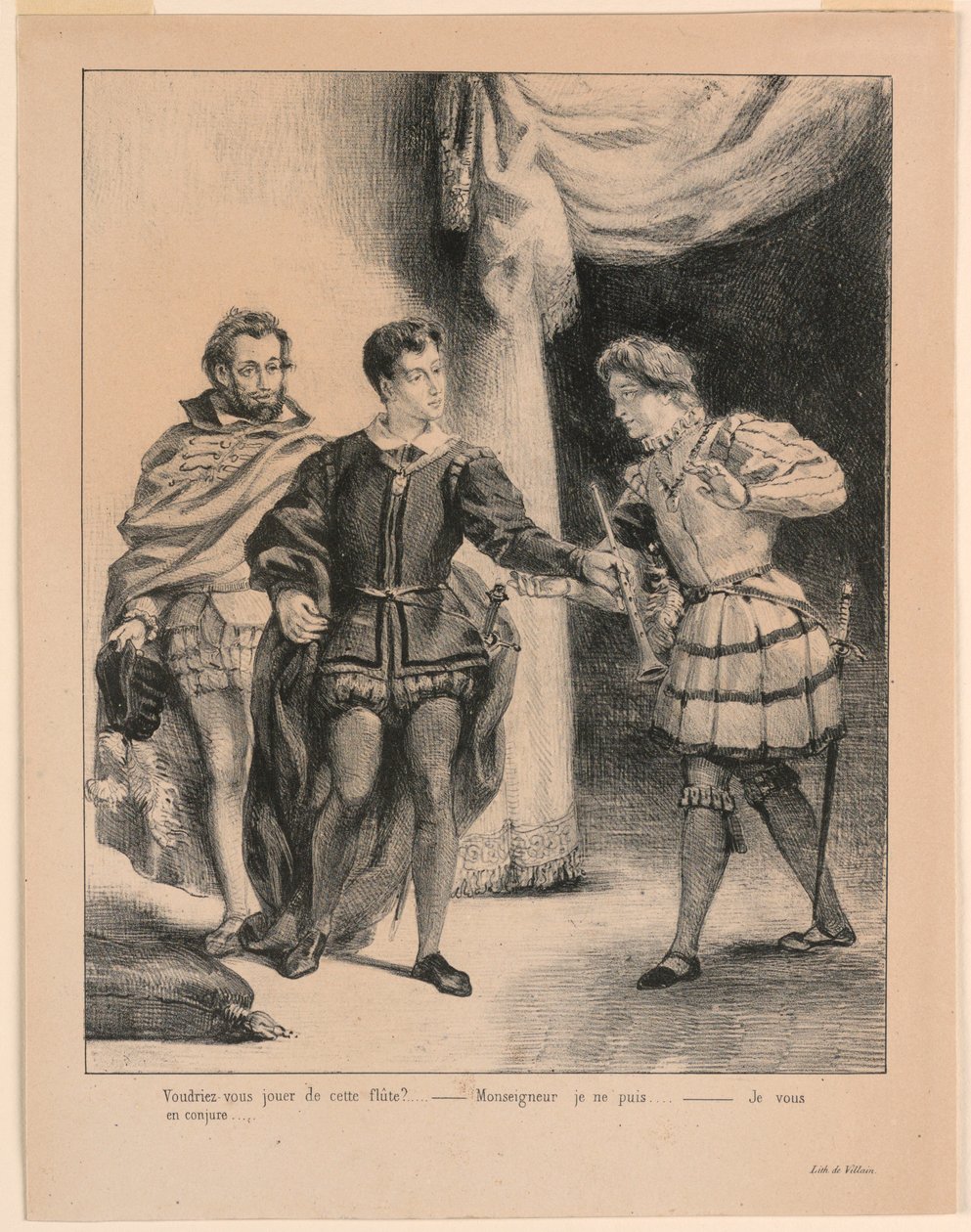 Illustrasjon for Hamlet: Hamlet og Guildenstern (III,2) av Eugène Delacroix
