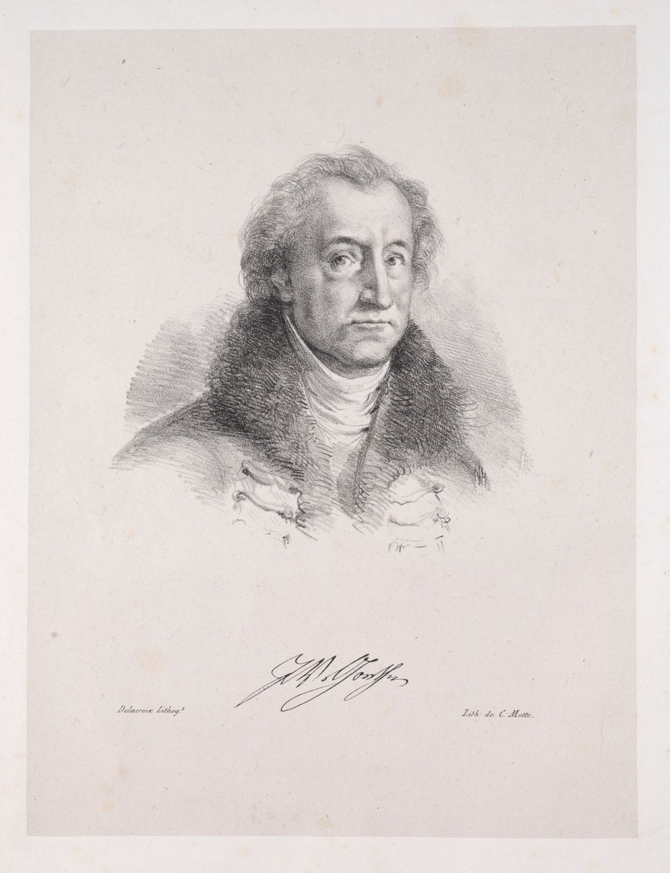 Illustrasjoner for Faust: Frontispice - Portrett av Johann Wolfgang von Goethe av Eugène Delacroix