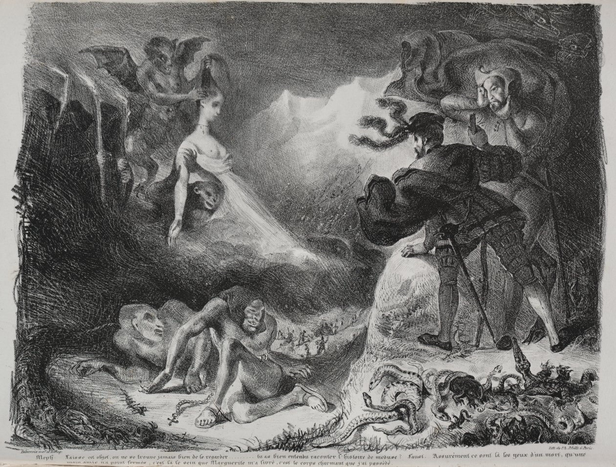 Illustrasjoner for Faust: Marguerites skygge vises for Faust av Eugène Delacroix
