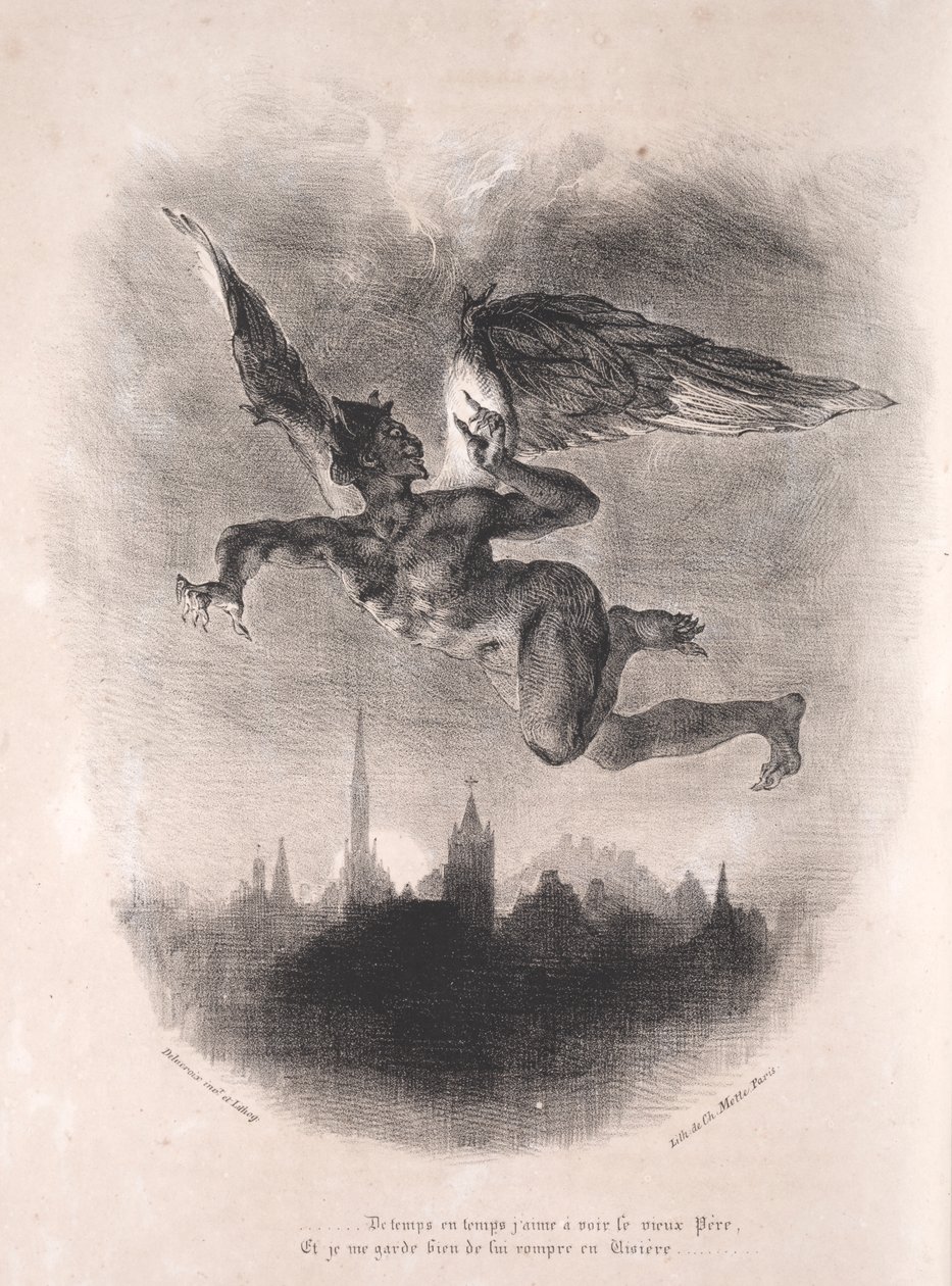 Illustrasjoner for Faust: Mefistofeles i luften av Eugène Delacroix