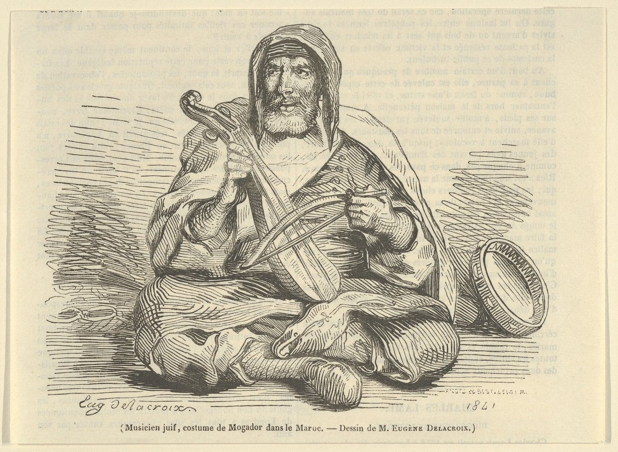 Jødisk musiker i Mogador-kostyme, Marokko, 1842., 1842. av Eugène Delacroix