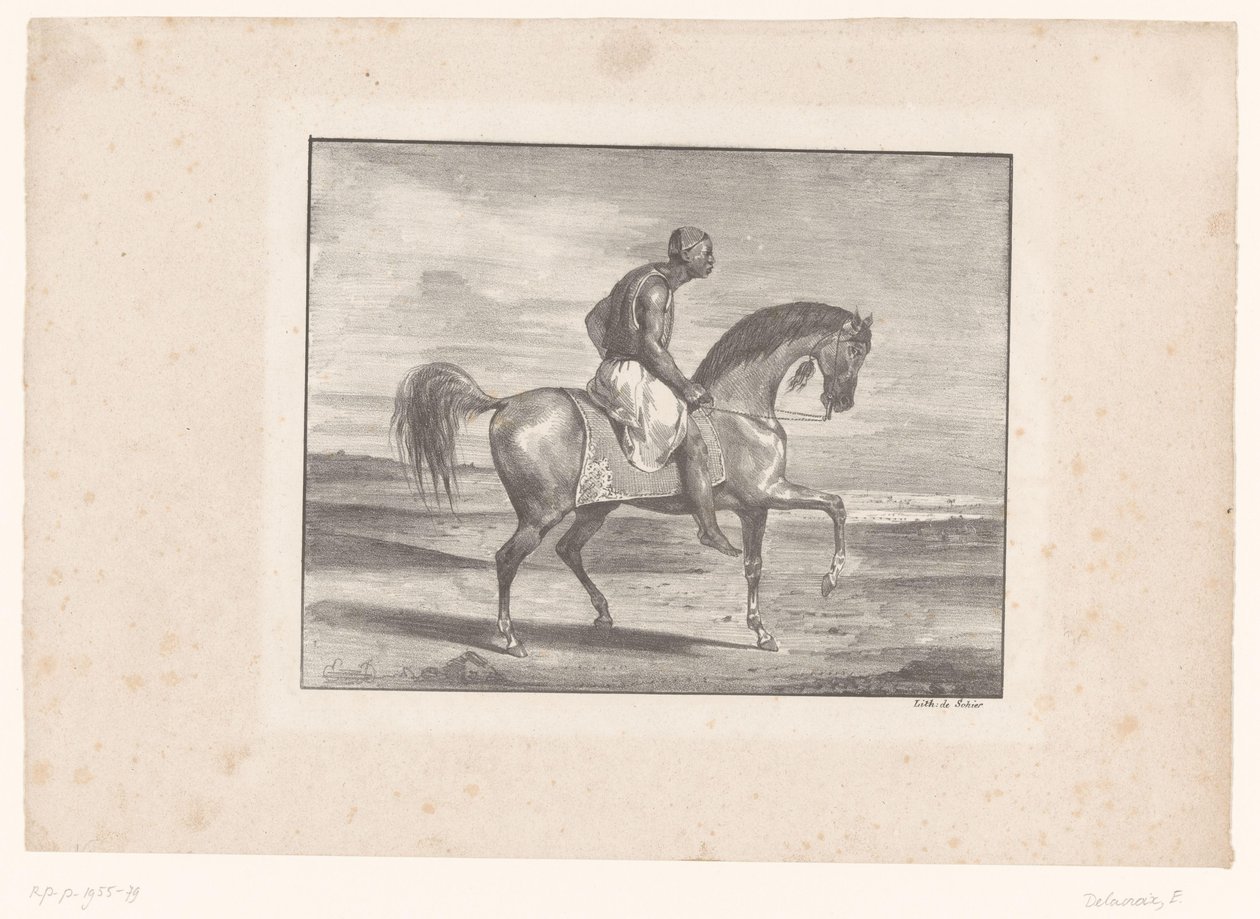 Mann på hesteryggen i ørkenen av Eugène Delacroix