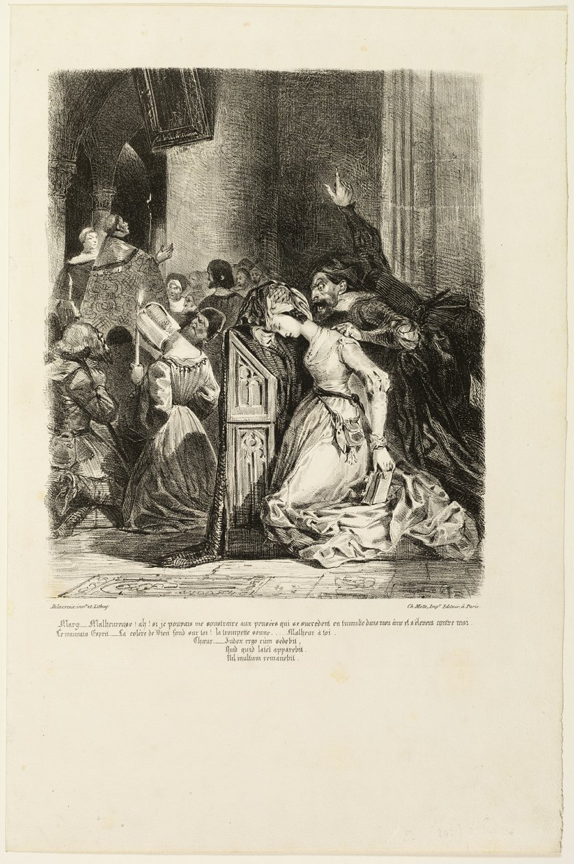 Marguerite ved kirken, fra Faust av Eugène Delacroix