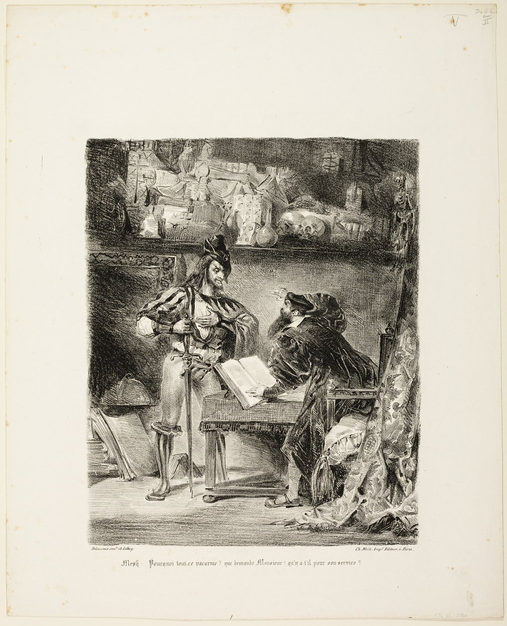 Mephistopheles dukker opp for Faust av Eugène Delacroix