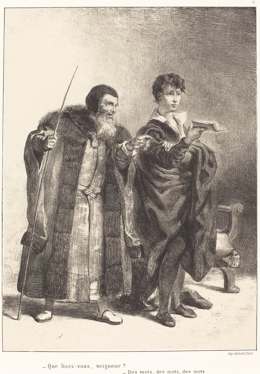 Polonius og Hamlet (akt II, scene II) av Eugène Delacroix