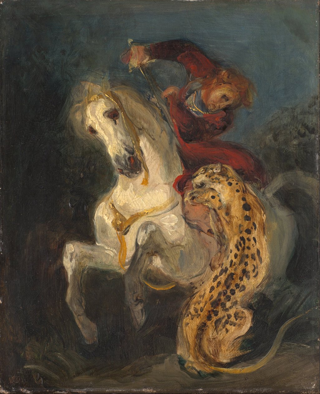 Rytter angrepet av en Jaguar av Ferdinand Victor Eugene Delacroix