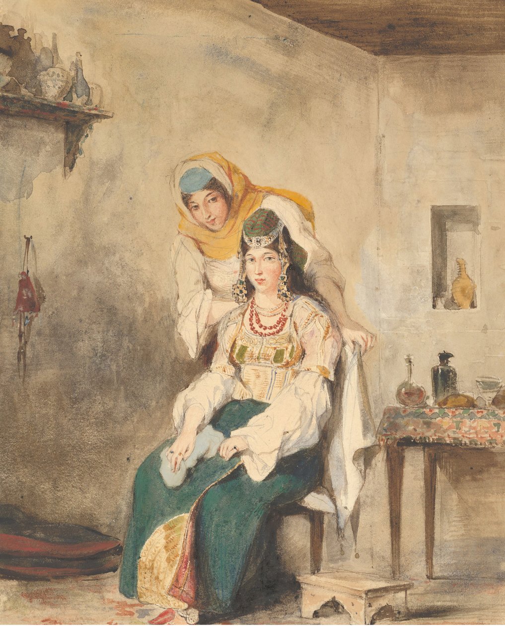 Saada, kona til Abraham Ben-Chimol, og Préciada, en av deres døtre, 1832. av Eugène Delacroix