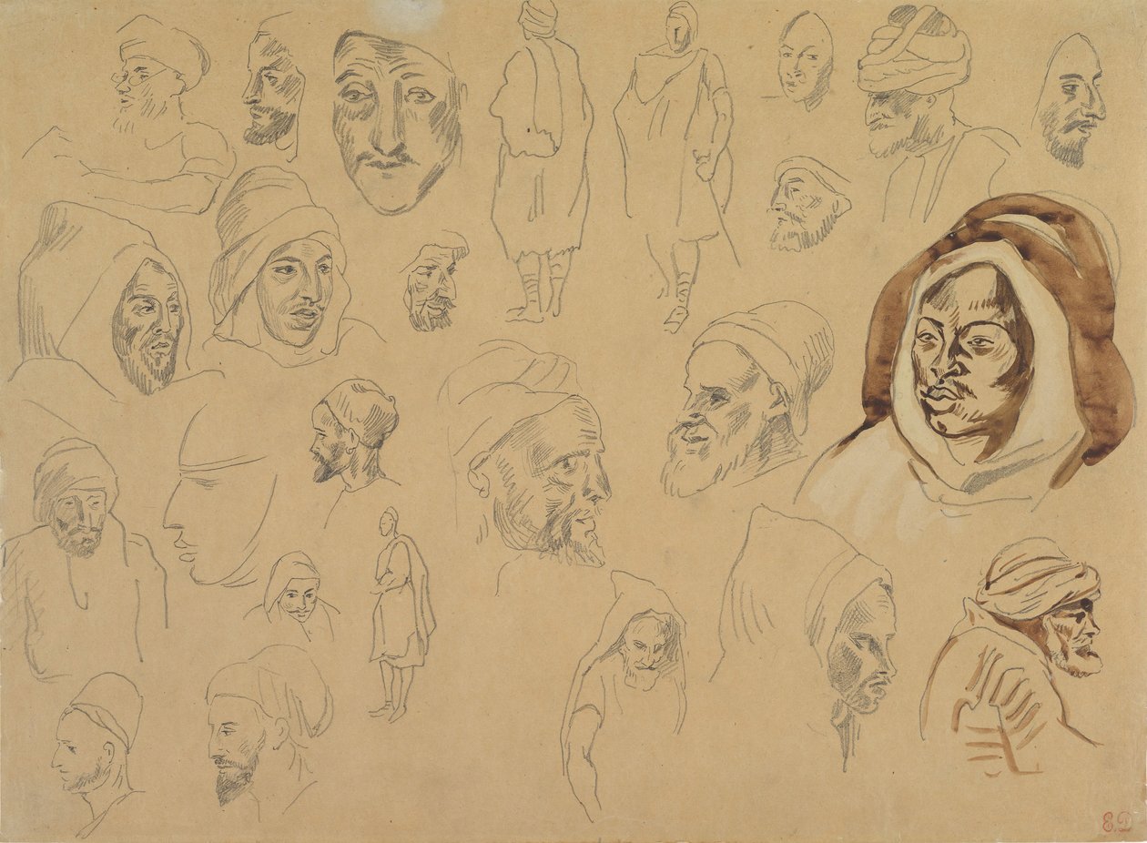 Studier av arabiske hoder og figurer, etter 1832. av Eugène Delacroix
