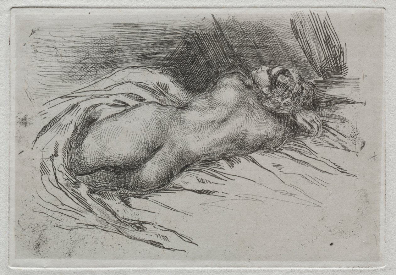 Studie av en kvinne sett fra baksiden av Eugène Delacroix