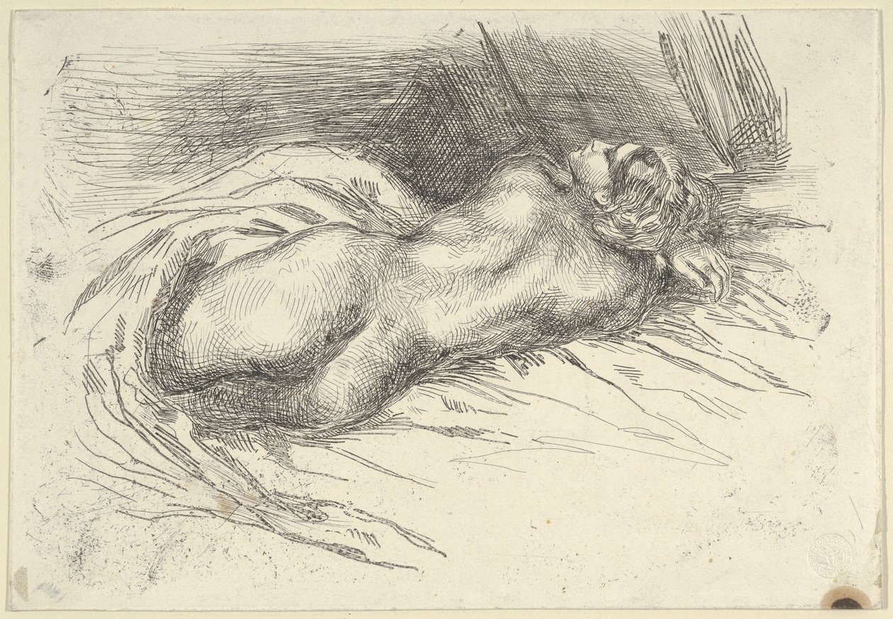Studie av en kvinne sett bakfra, 1833., 1833. av Eugène Delacroix